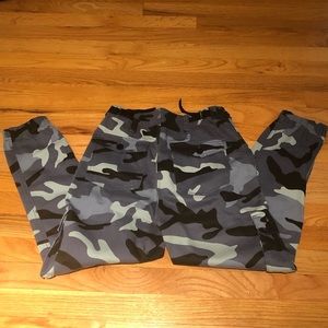 Bershka blue camo print pants
